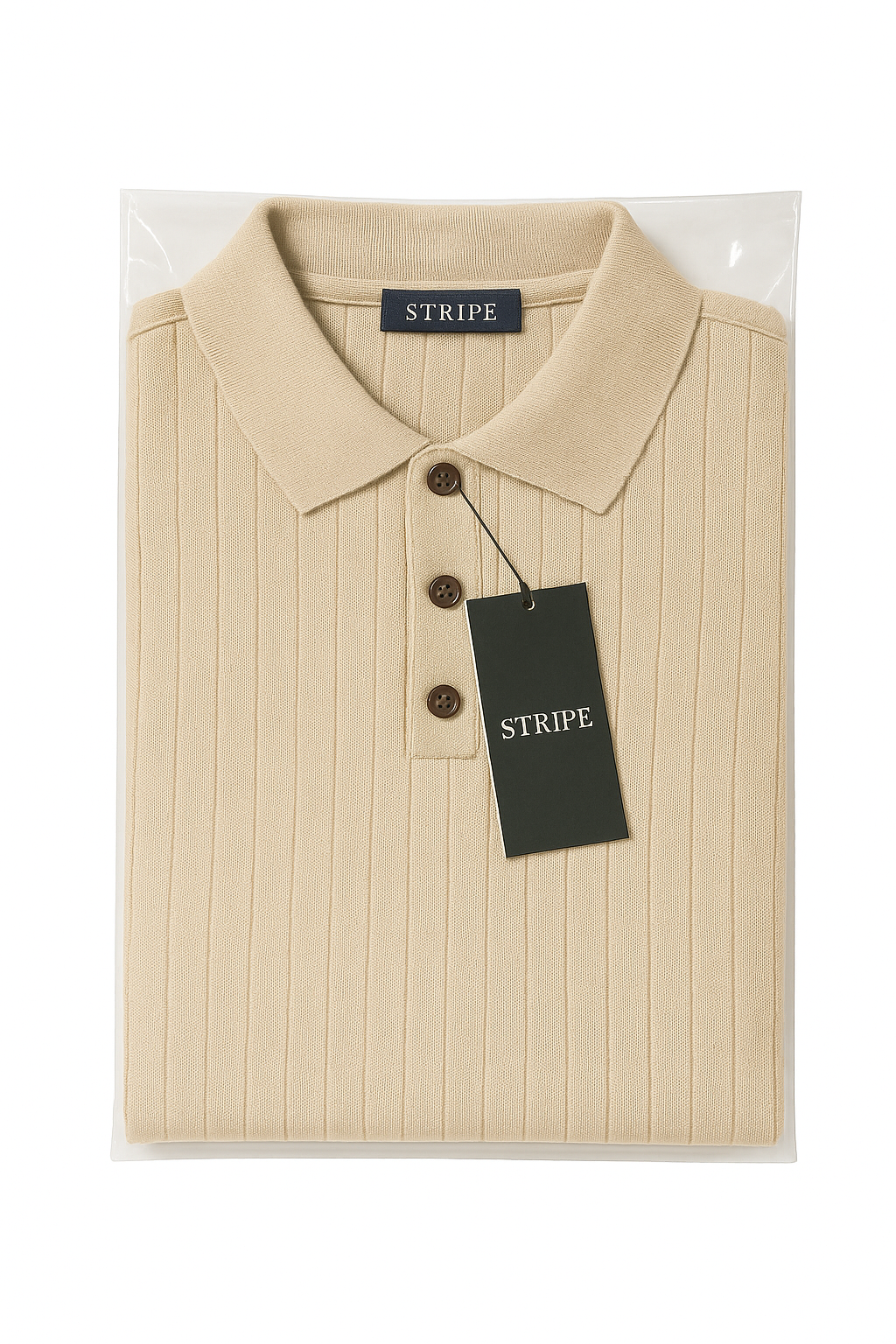 Stripe Knit Polo Shirt